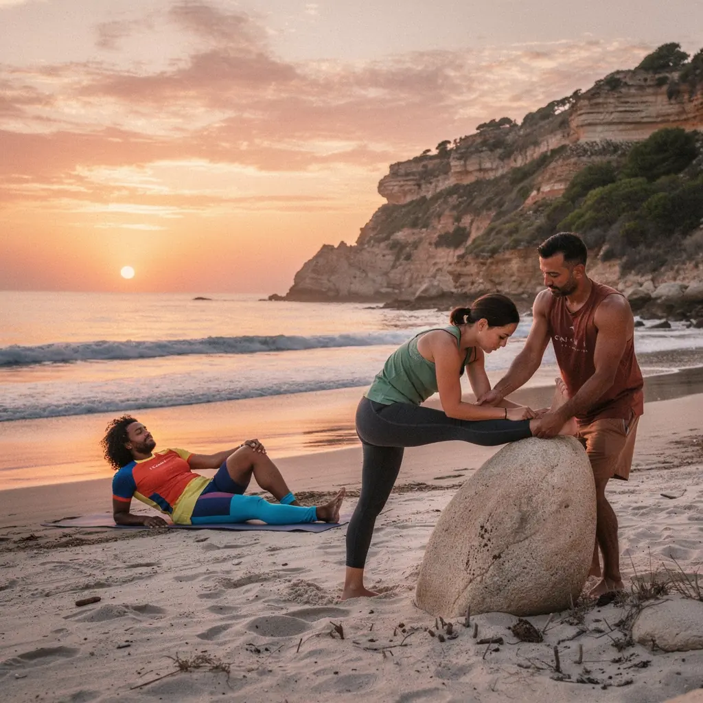Una persona realizando una postura de yoga que estira los isquiotibiales en un entorno tranquilo.